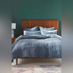 Anthropologie Ellery Pieced King Size Quilt Dark Blue NWT Plus shams